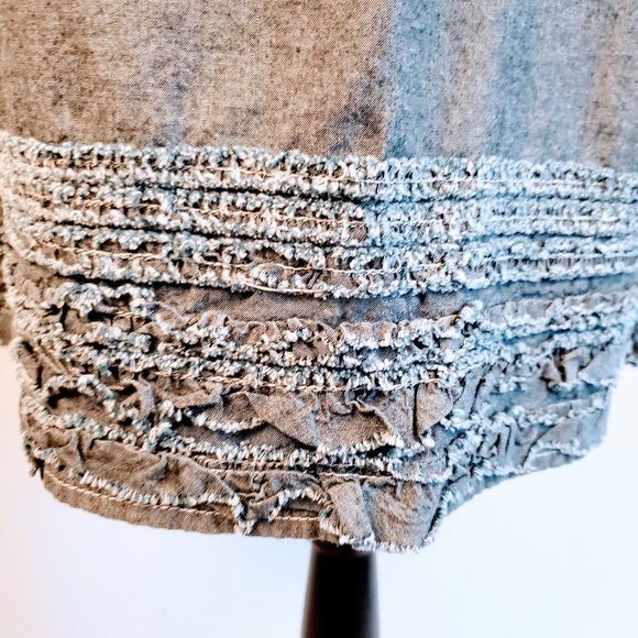 NWOT TOMMY BAHAMA Wisp Skirt, Blue Denim Chambray 100% Cotton Ruffled Hem, 6 - Picture 7 of 12